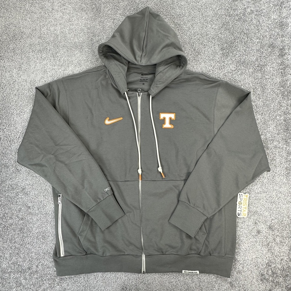 Tennessee Volunteers Hoodie Mens 2XL Gray NCAA Football Full Zip Nike Dri-FIT UT